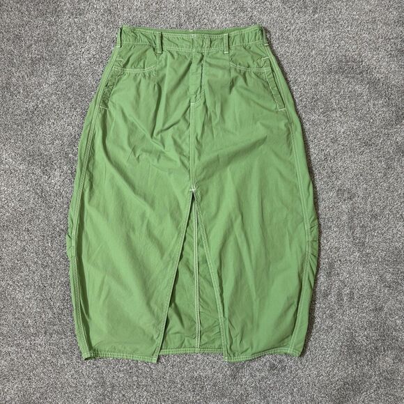 Pilcro Skirt Womens 8 Green Midi Pencil Front Slit Pockets Zip Belt Loops Cotton - Picture 1 of 13